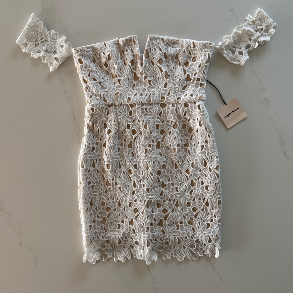 Superdown x Revolve Shannan White Lace Mini Dress NWT Small - Picture 4 of 10